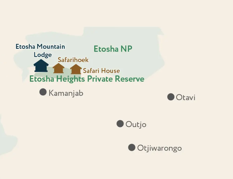 Etosha Mountain Lodge Location Map